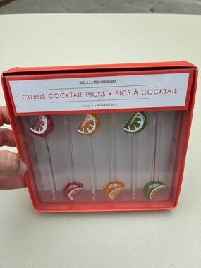Williams-Sonoma Citrus Cocktail Picks in Red, Orange, Green set of 6